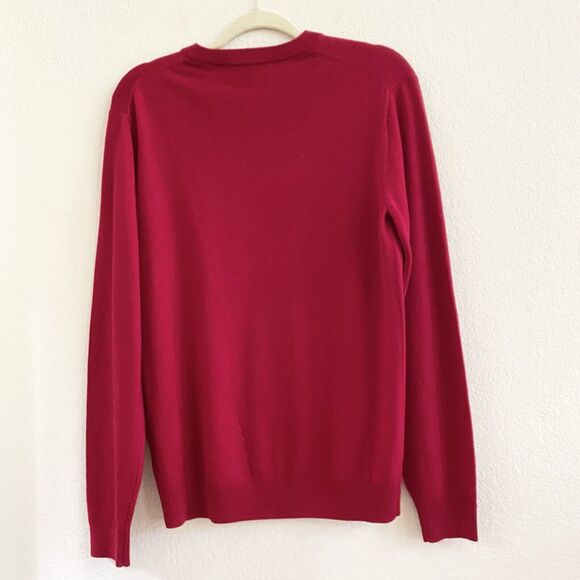 Hart Schaffner Marx Extra Fine Merino Wool Biella Yarn V Neck Sweater Size S Red - Picture 6 of 10